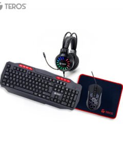 kit 4 en 1 teclado + mouse + auriculares + mousepad teros te-5014scompleta tu se
