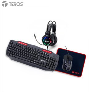 Kit 4 en 1 Teclado + Mouse + Auriculares + Mousepad TEROS TE-5014S