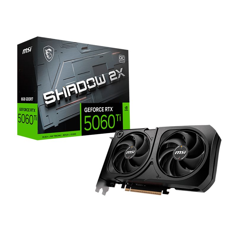 Tarjeta de video MSI GeForce RTX 5060 Ti 8G SHADOW 2X OC PLUS, 8 GB GDDR7, PCIe Gen 5.0