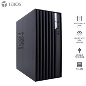 case teros te-1036s, factor de forma atx, 250 w, usb 3.0 / 2.0, audio, negro.el