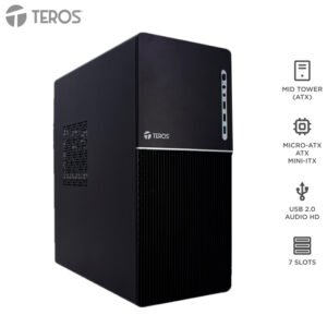 case teros te-1037s, factor de forma atx, 250 w, usb 3.0 / 2.0, audio, negro.el