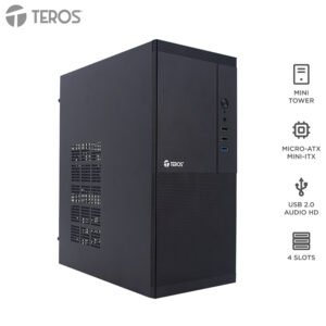 case teros te-1033s, mini tower atx, 250 w, usb 3.0 / 2.0, audio hd, negropresen