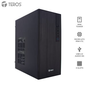 case teros te-1034s, mini tower atx, 250 w, usb 3.0 / 2.0, audio hd, negropresen