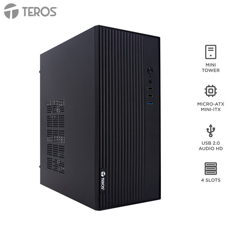 case con fuente teros te-1035s, mini tower, micro-atx / mini-itx, usb, audio, 250w[@@