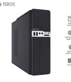 case con fuente teros te-1032s, slim, micro-atx /mini-itx, usb, audio, 250wahorr