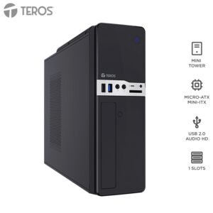 case teros te-1032s, slim, 250 w, usb 3.0 / usb 2.0, audio hd, dvd, negropresent