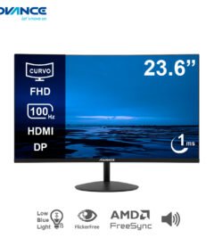 monitor curvo advance adv-2452s, 23.6 fhd va, 100hz, 1ms, hdmi, dp, parlante, negro[