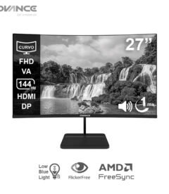 monitor curvo advance adv-2752s, 27 fhd va, 144hz, 1ms, hdmi, dp, audio out, parlant