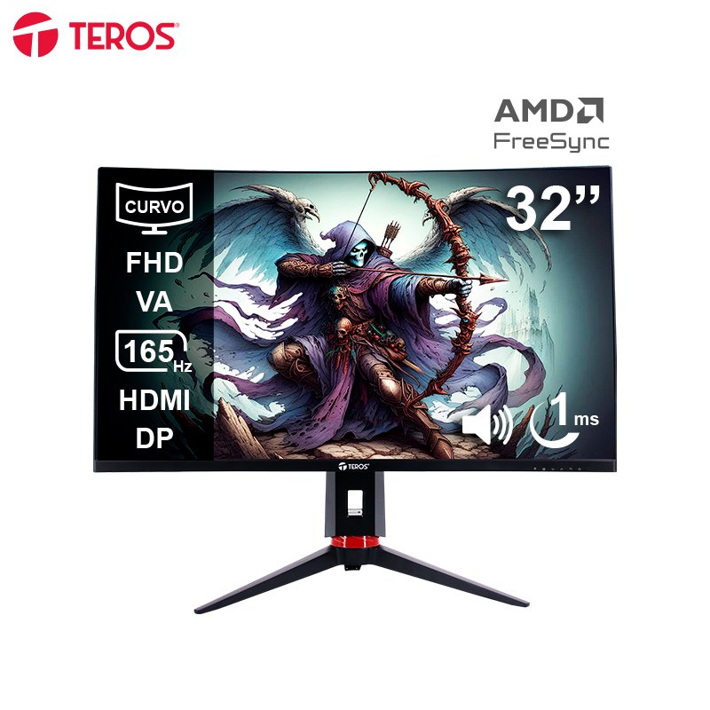 monitor curvo gaming teros te-3215g, 31.5 fhd va, 165hz, 1ms, hdmi, dp, audio out[@@