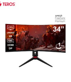 monitor curvo gaming teros te-3412g, 34 uwqhd va, 180hz, 1ms, hdmi, dp, audio out
