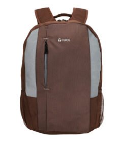 mochila teros te-9040br, para laptops de hasta 15.6, color marrón con grisla mo