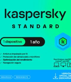 antivirus kaspersky standard, para 1 pc, lic 1 año, producto virtual.