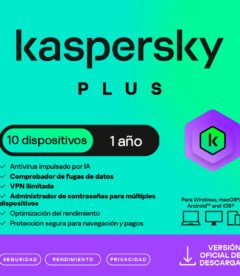 antivirus kaspersky plus, para 10 pcs, lic 1 año,producto virtual.