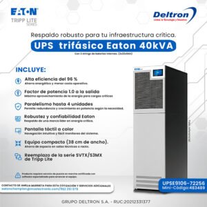 UPS Trifasico Eaton 40kVA, con 3 strings de baterias internas (3x32x9Ah)
