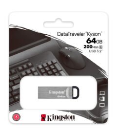 memoria flash usb kingston datatraveler kyson, 64gb, usb 3.2 gen 1, platapresent
