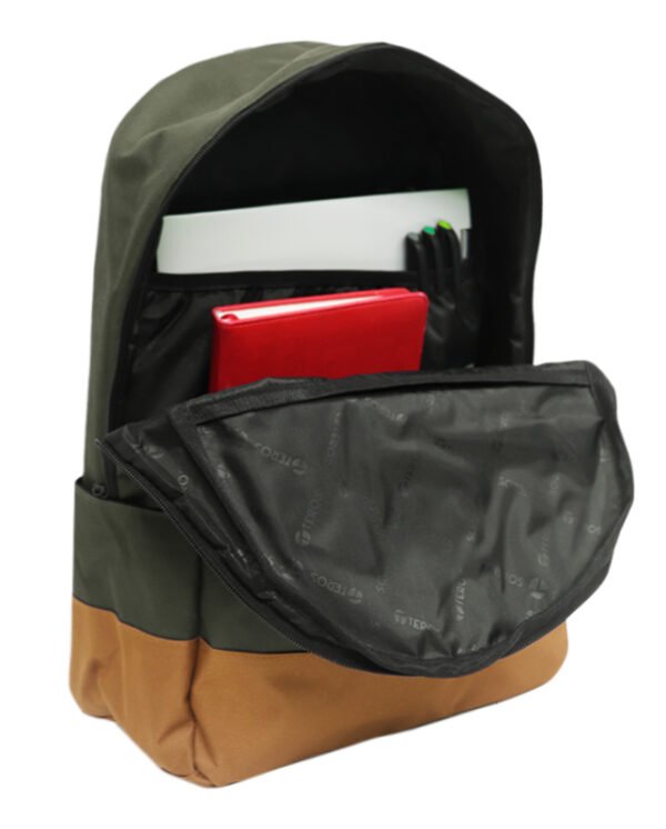 nbacte9021mg_2 mochila teros te-acs9019, poliéster, notebook hasta 15.6, color verde militar + marr